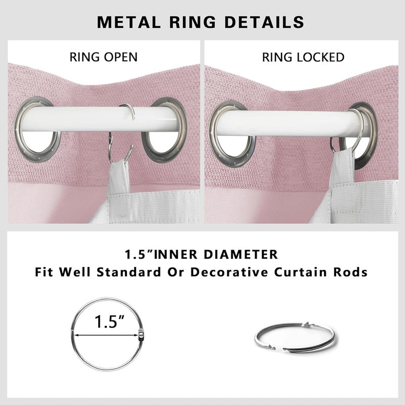 SimpleBrand 100% Blackout Greyish White Curtain Liner for Small Window, 100% Darkening Thermal Insulated Blackout Liners for 63 Inch Curtains, 2 Liners Per Set with 18 Pieces Rings, Each 50" W x 58" L - Image 5